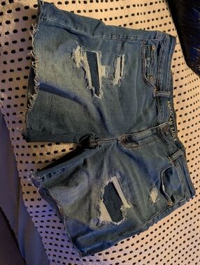 American Eagle Outfitters Ripped Denim Jean Shorts - Blue